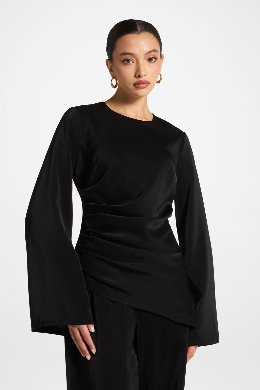 Haut Drapé Asymétrique - Noir Abayas Modeen