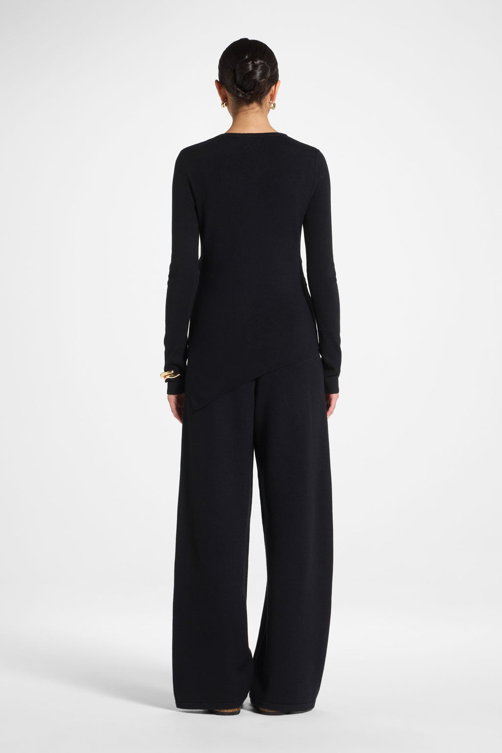 Ensemble Haut & Pantalon en Maille Asymétrique - Noir Abayas Modeen