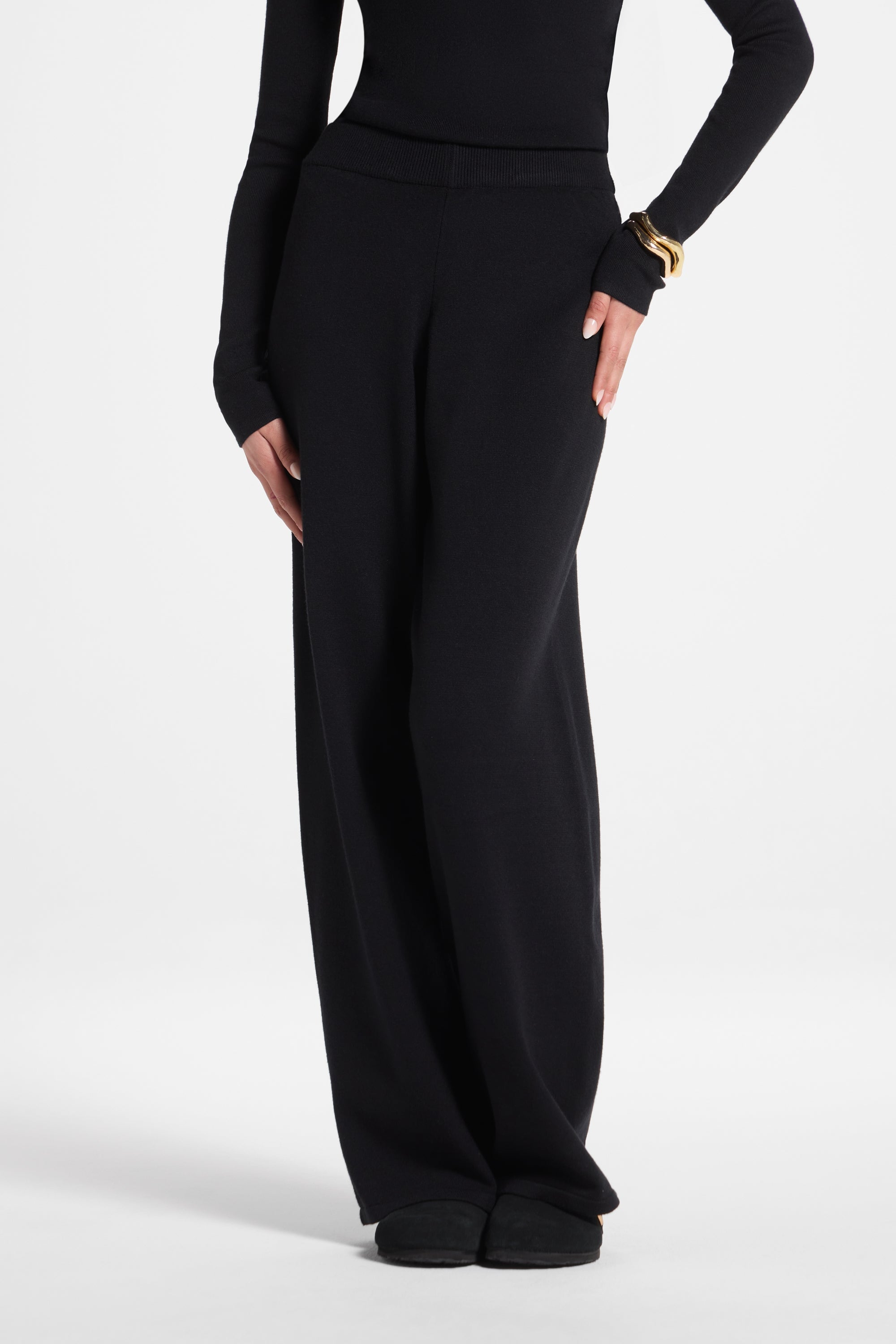Ensemble Haut & Pantalon en Maille Asymétrique - Noir Abayas Modeen