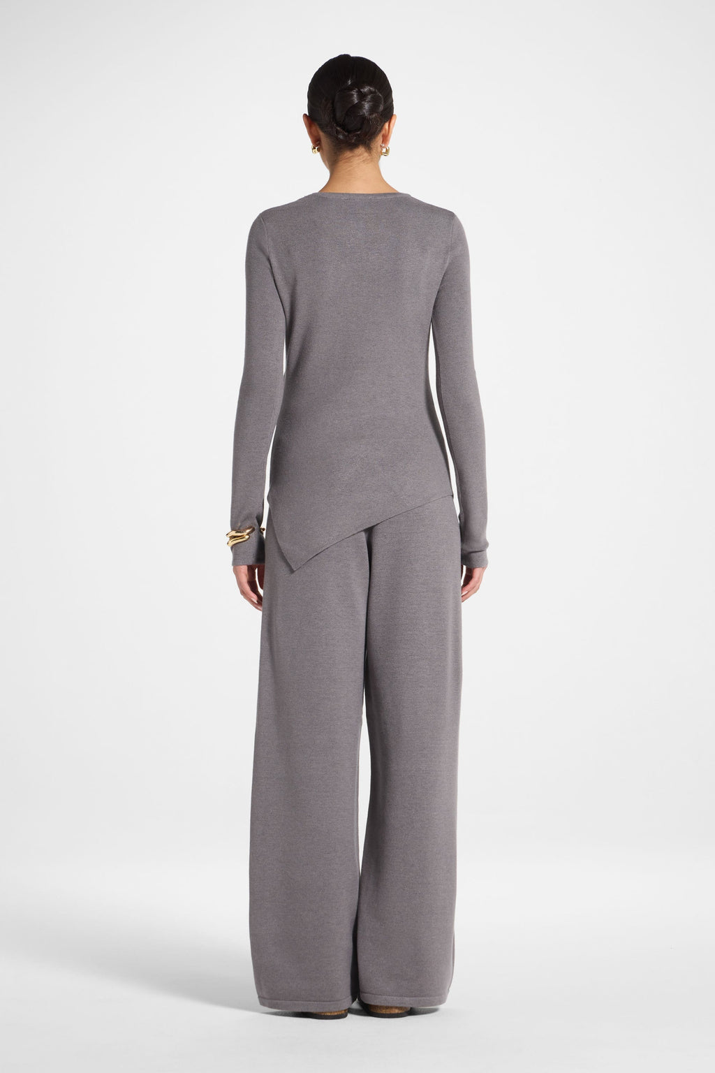 Ensemble Haut & Pantalon en Maille Asymétrique - Anthracite Abayas Modeen