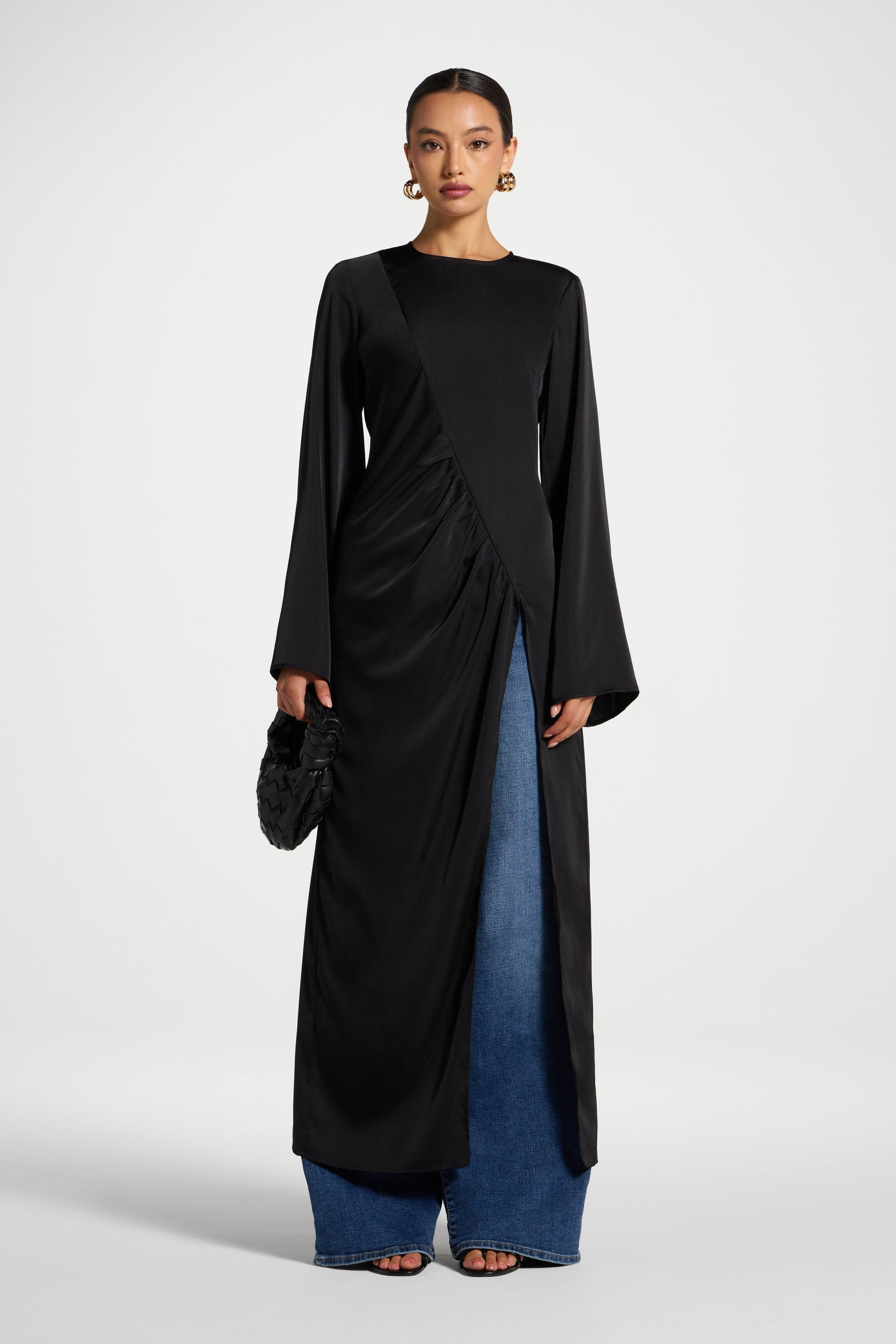 Haut Mi-Long Asymétrique - Noir Abayas Modeen
