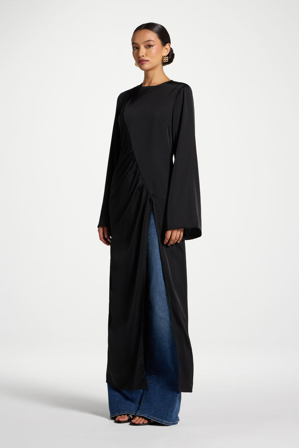 Haut Mi-Long Asymétrique - Noir Abayas Modeen