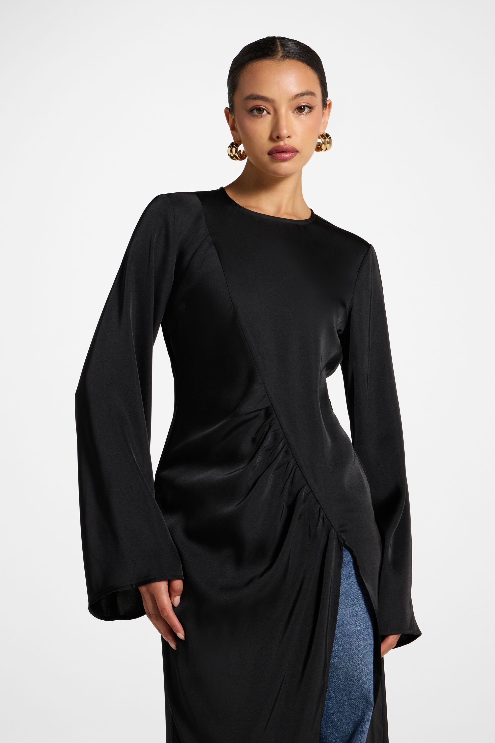 Haut Mi-Long Asymétrique - Noir Abayas Modeen