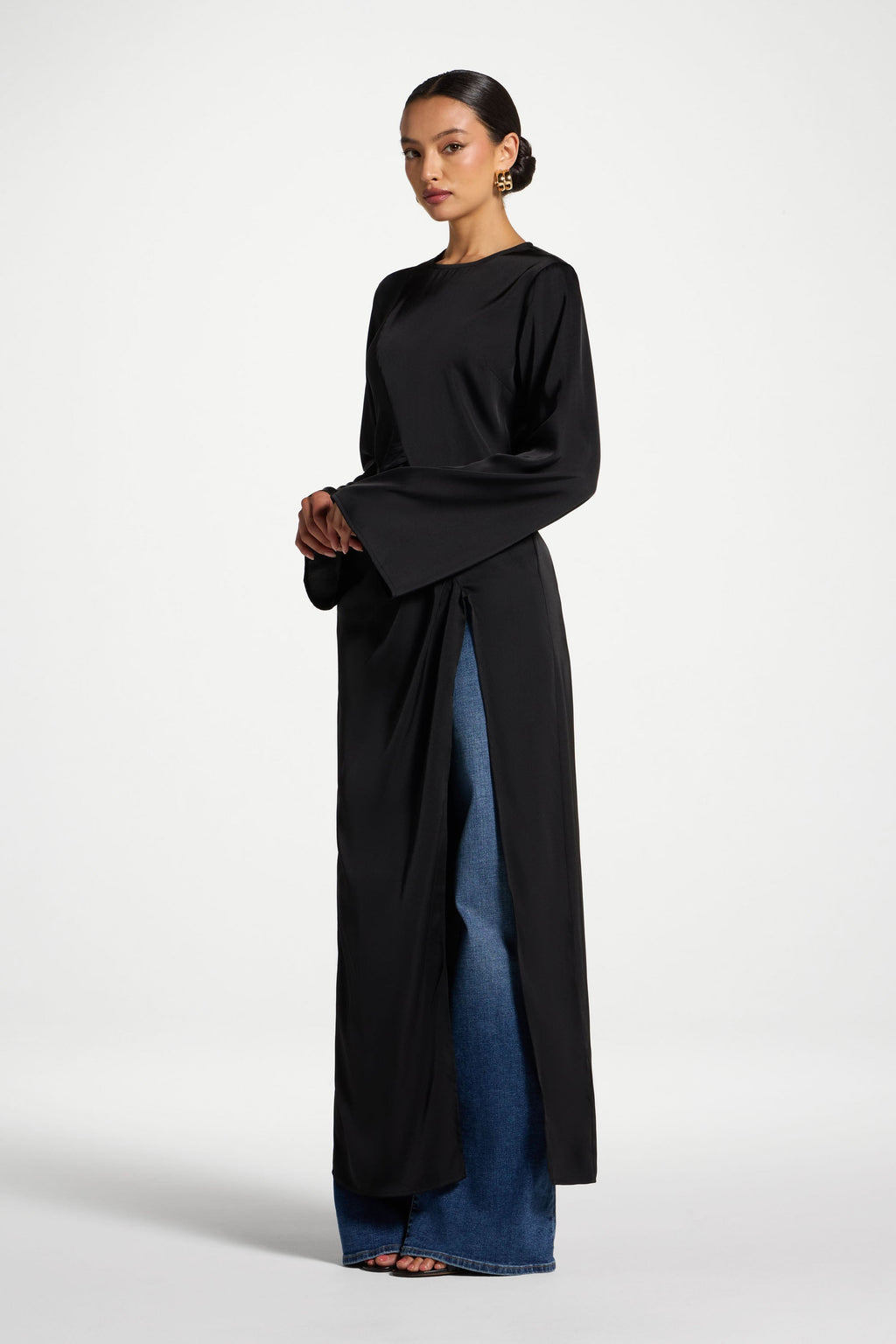 Haut Mi-Long Asymétrique - Noir Abayas Modeen