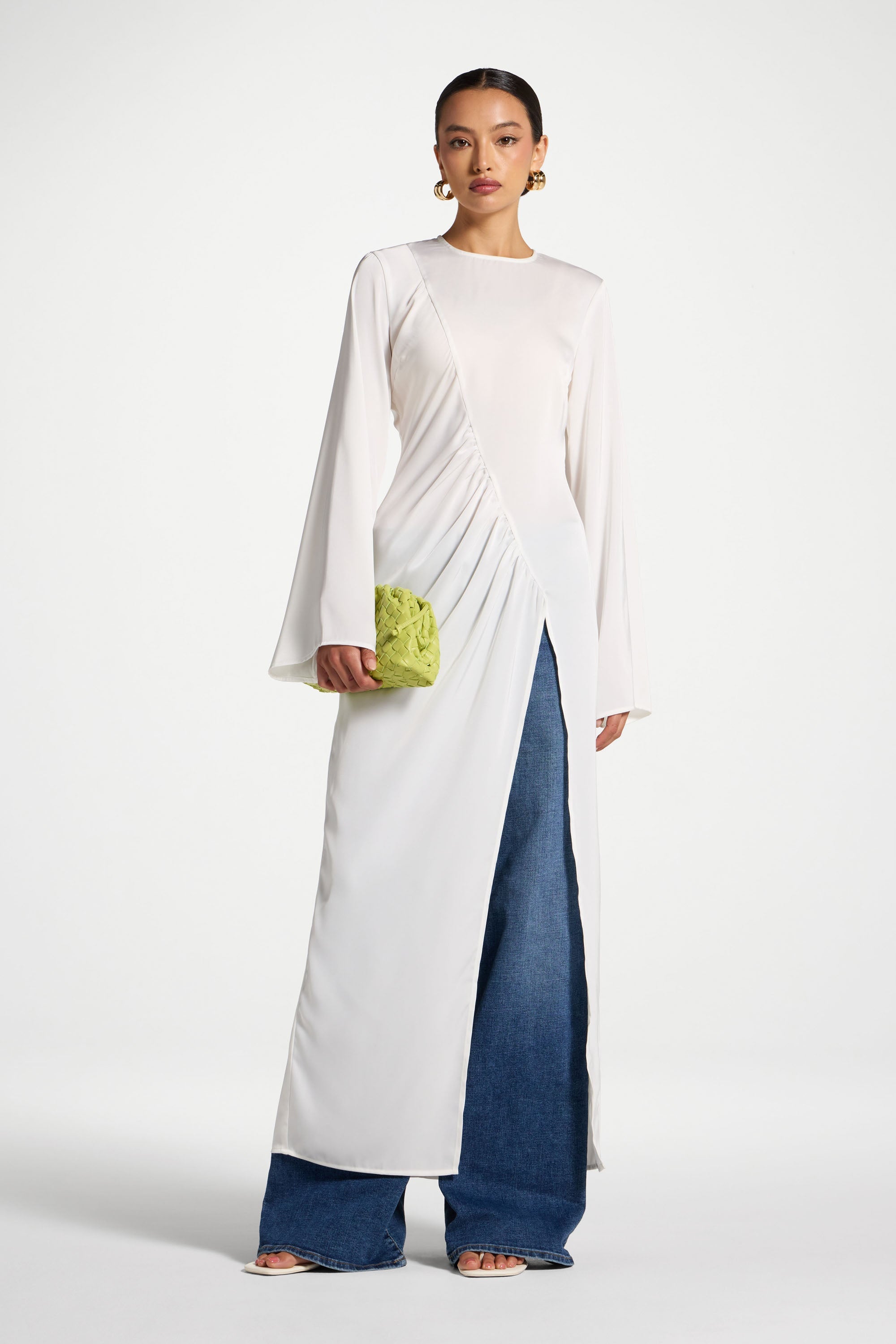 Haut Mi-Long Asymétrique - Blanc Abayas Modeen