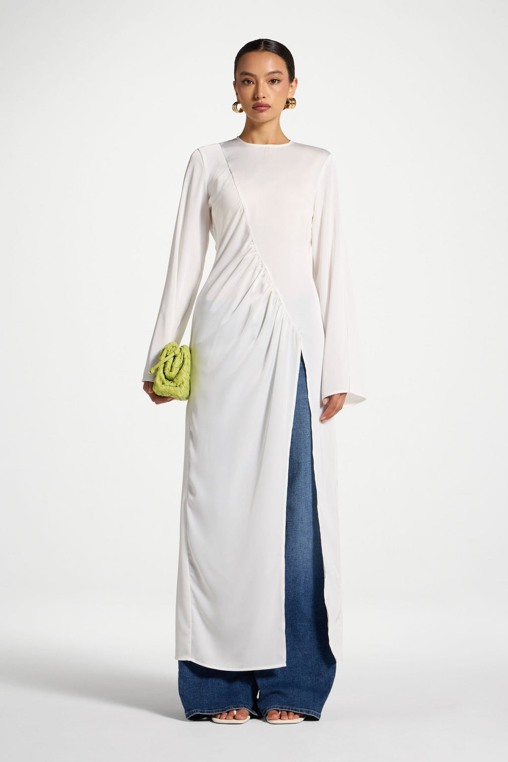 Haut Mi-Long Asymétrique - Blanc Abayas Modeen
