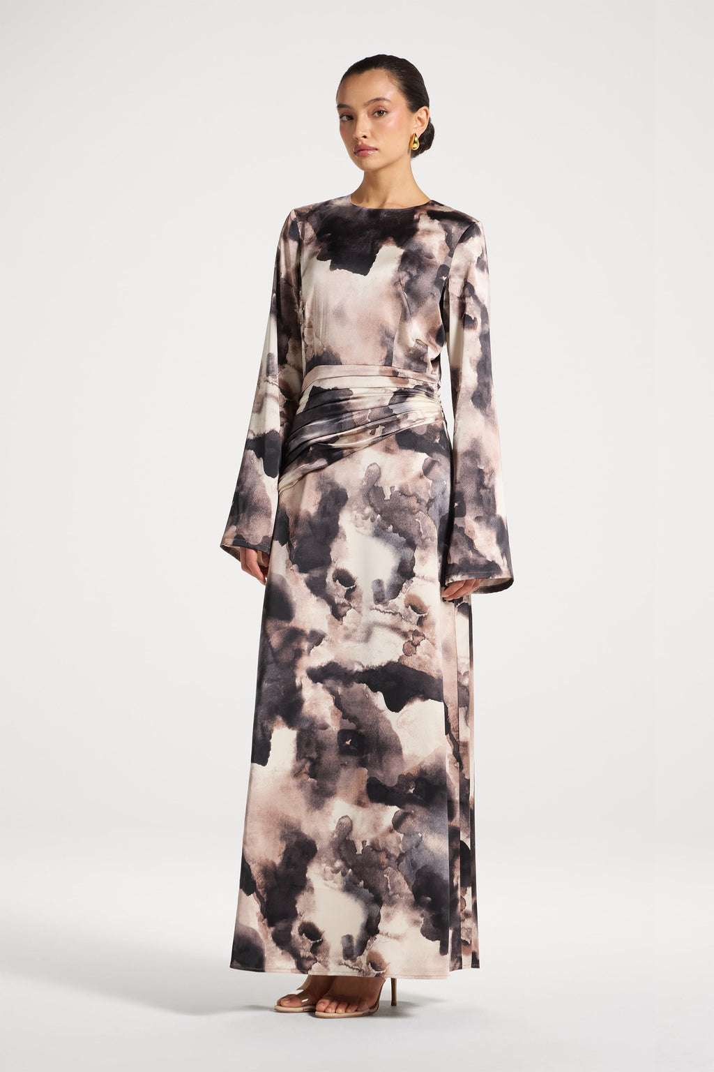 Robe Longue Asymétrique à Taille Plissée Abayas Modeen