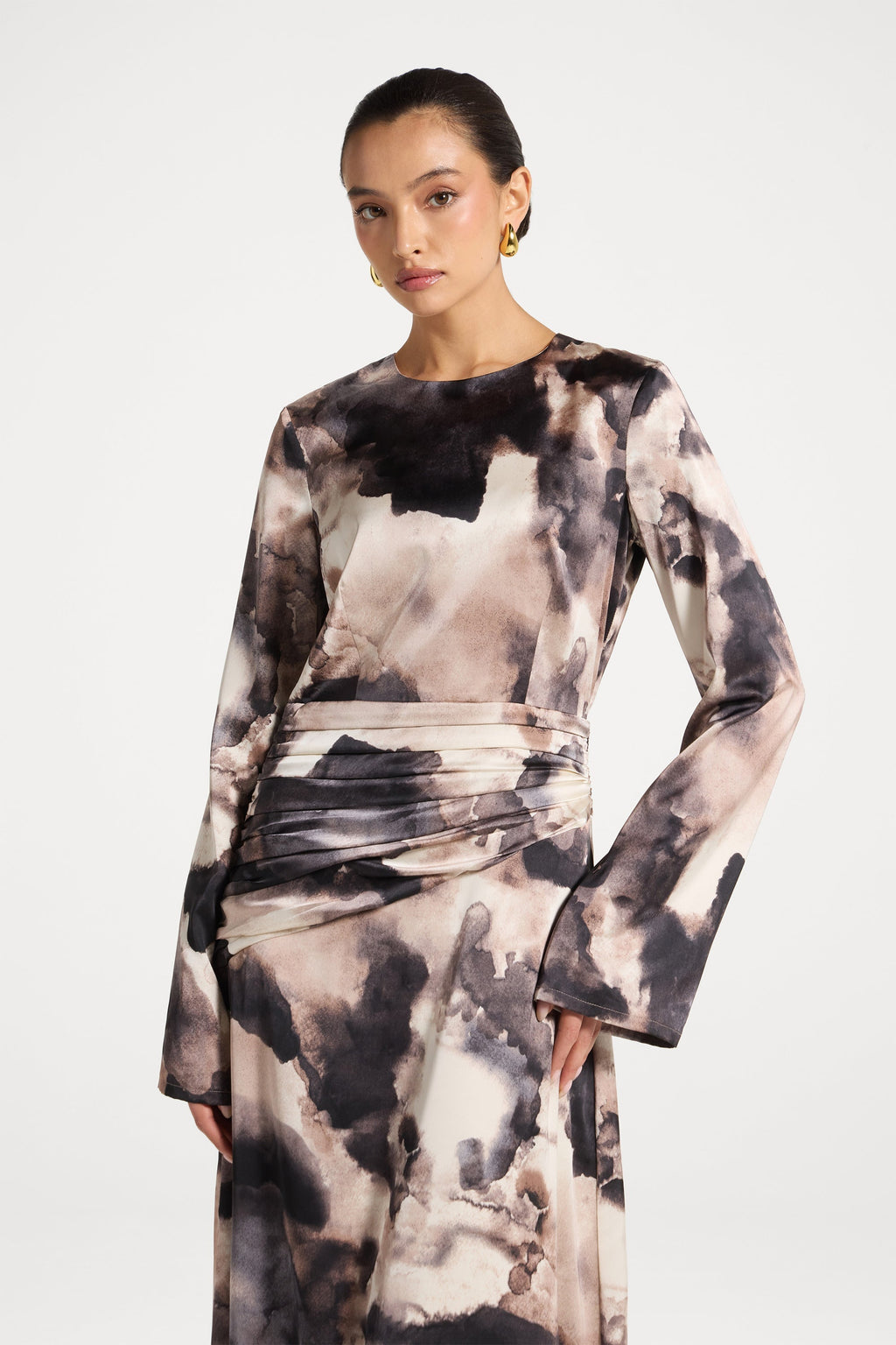 Robe Longue Asymétrique à Taille Plissée Abayas Modeen