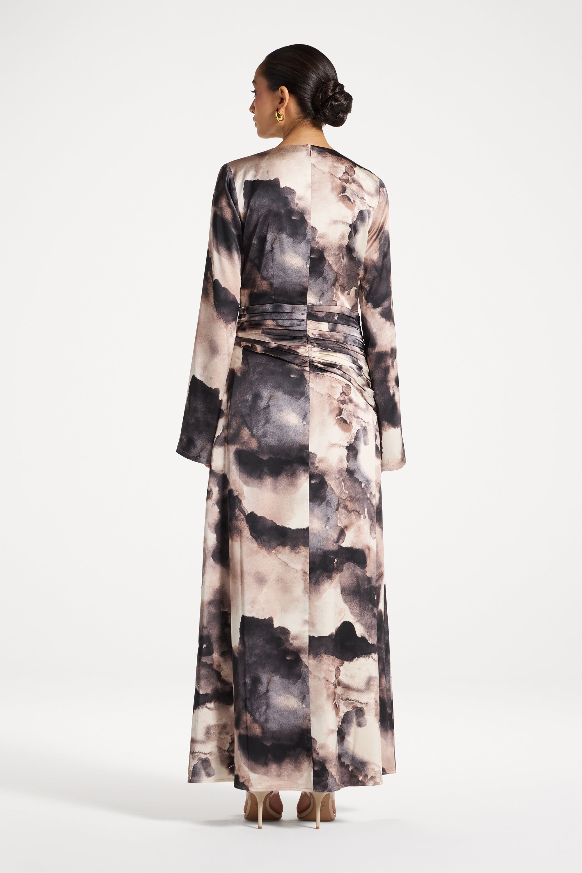 Robe Longue Asymétrique à Taille Plissée Abayas Modeen