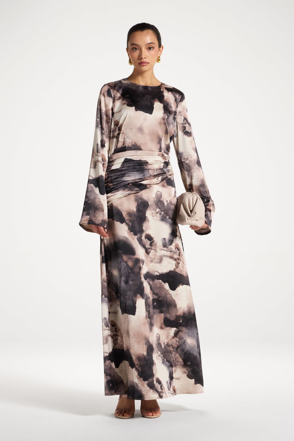 Robe Longue Asymétrique à Taille Plissée Abayas Modeen