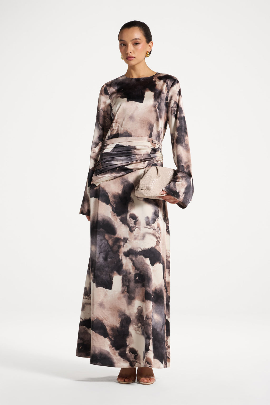 Robe Longue Asymétrique à Taille Plissée Abayas Modeen