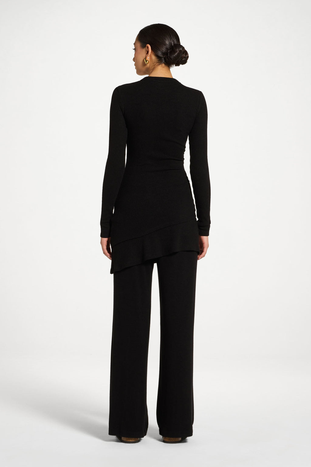 Haut Froncé Asymétrique en Maille - Noir Abayas Modeen
