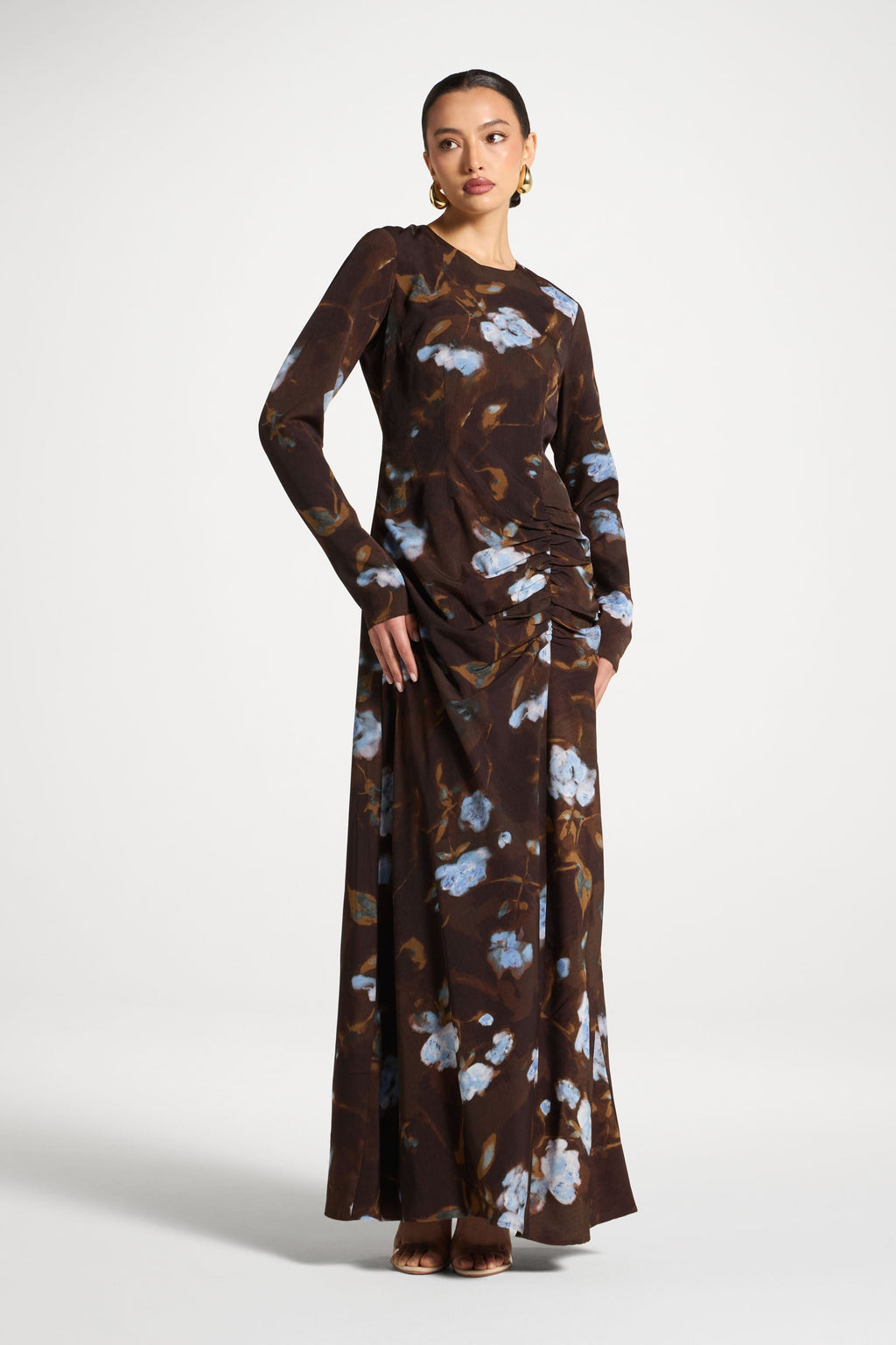 Robe Longue Froncée Asymétrique - Pétales de Cacao Abayas Modeen