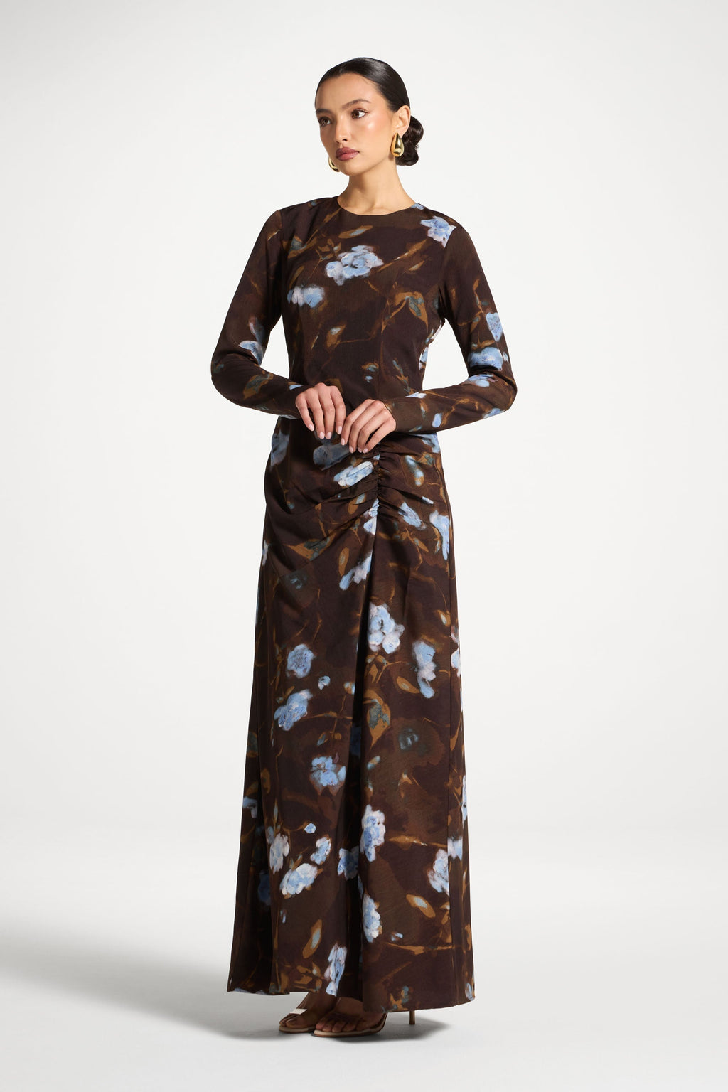 Robe Longue Froncée Asymétrique - Pétales de Cacao Abayas Modeen