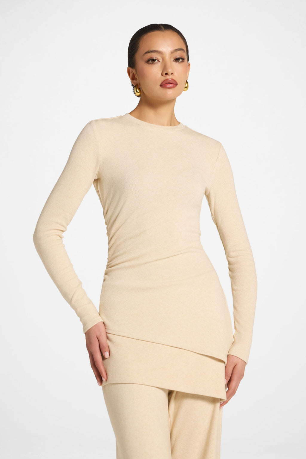 Haut Froncé Asymétrique - Beige Abayas Modeen