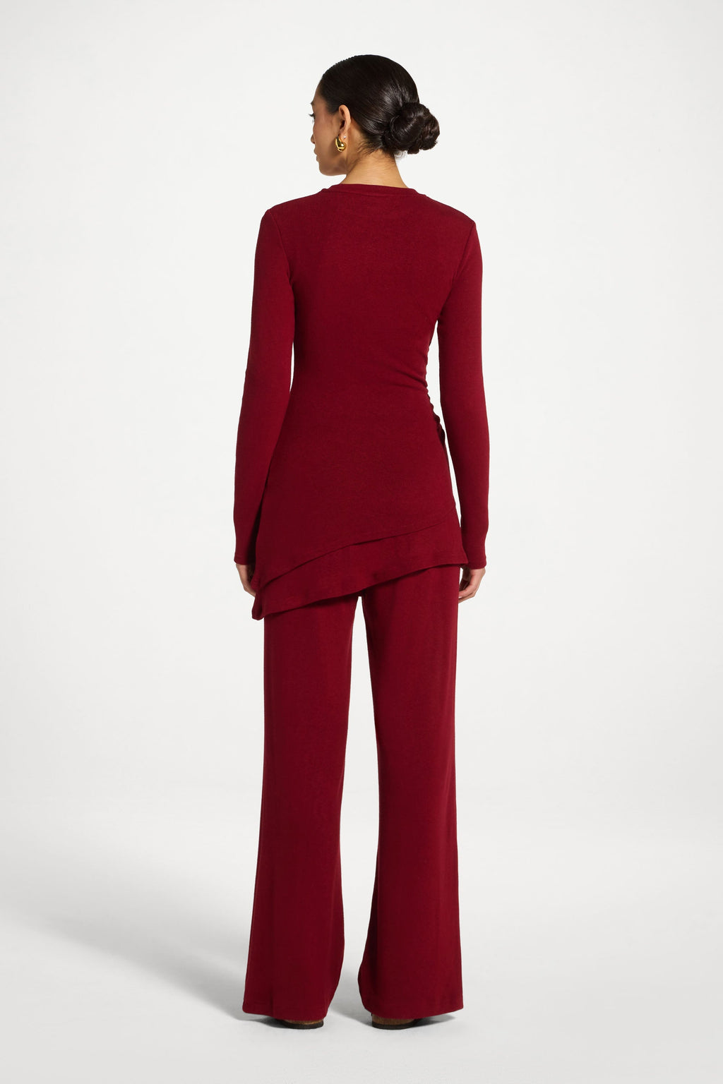 Haut Froncé Asymétrique en Maille - Laque Cerise Abayas Modeen
