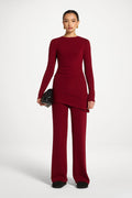 Haut Froncé Asymétrique en Maille - Laque Cerise Abayas Modeen