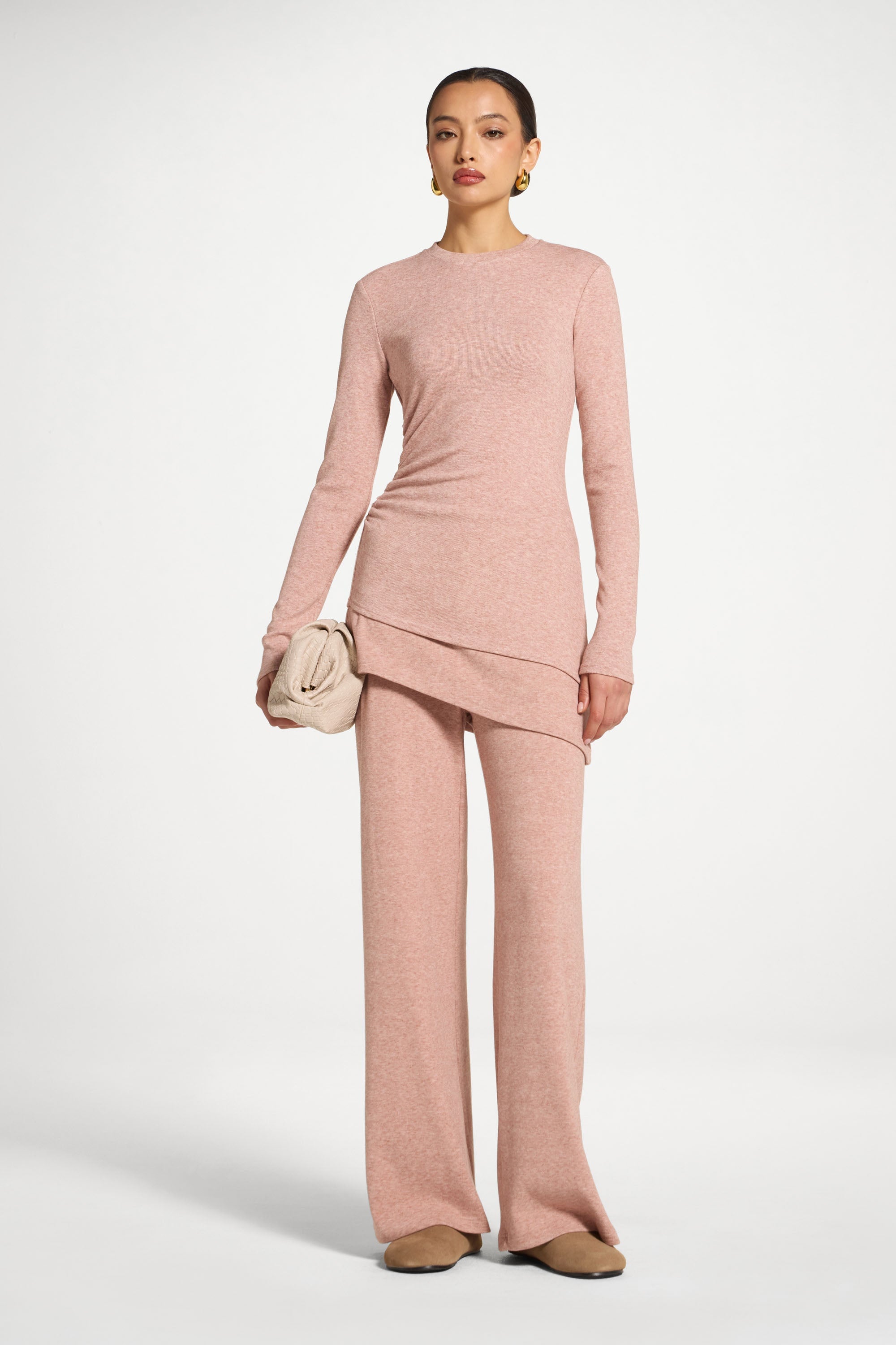 Haut Froncé Asymétrique en Maille - Rose Abayas Modeen