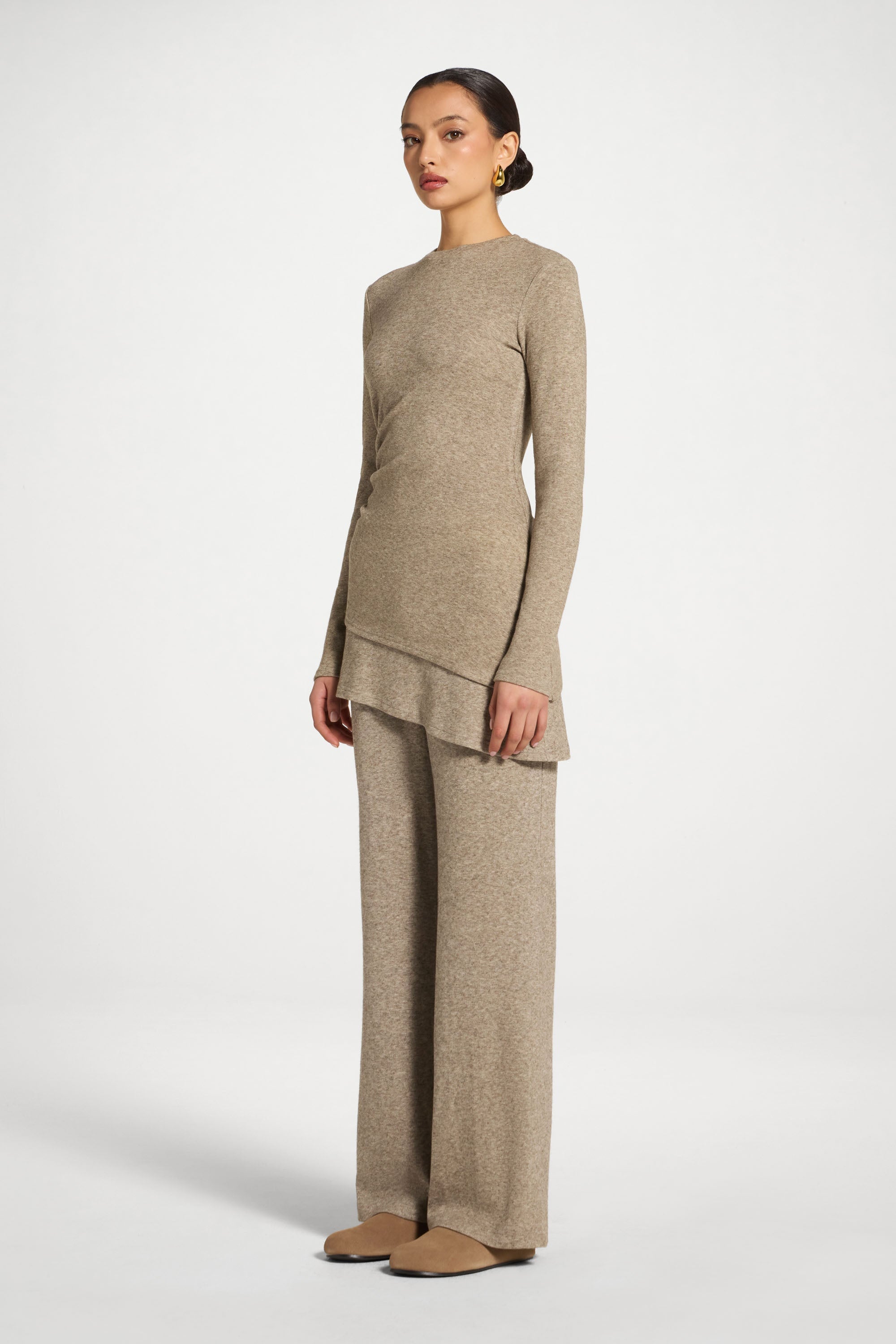 Haut Froncé Asymétrique - Gris Chaud Abayas Modeen