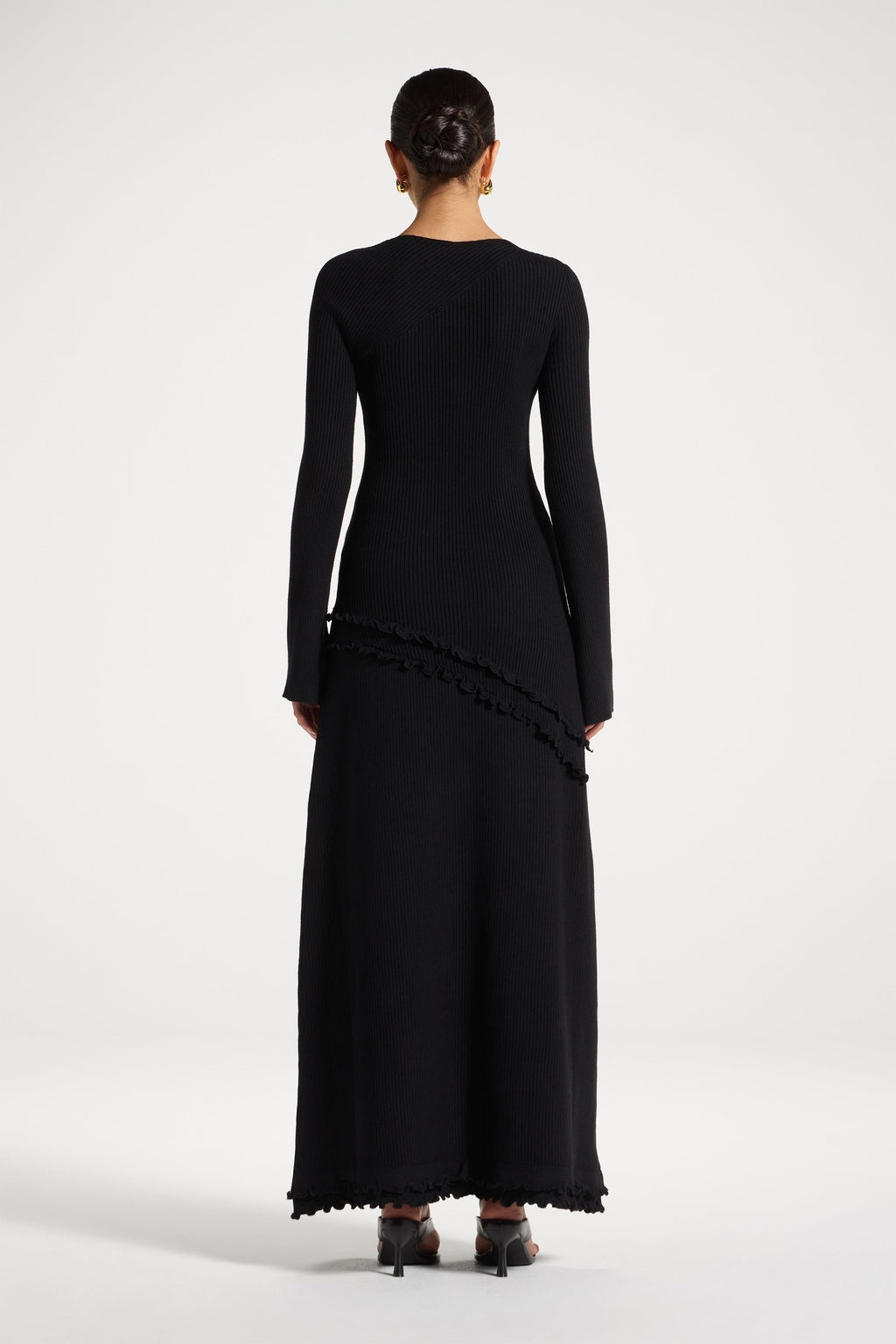 Haut en Maille à Ourlet Volanté Asymétrique - Noir Abayas Modeen