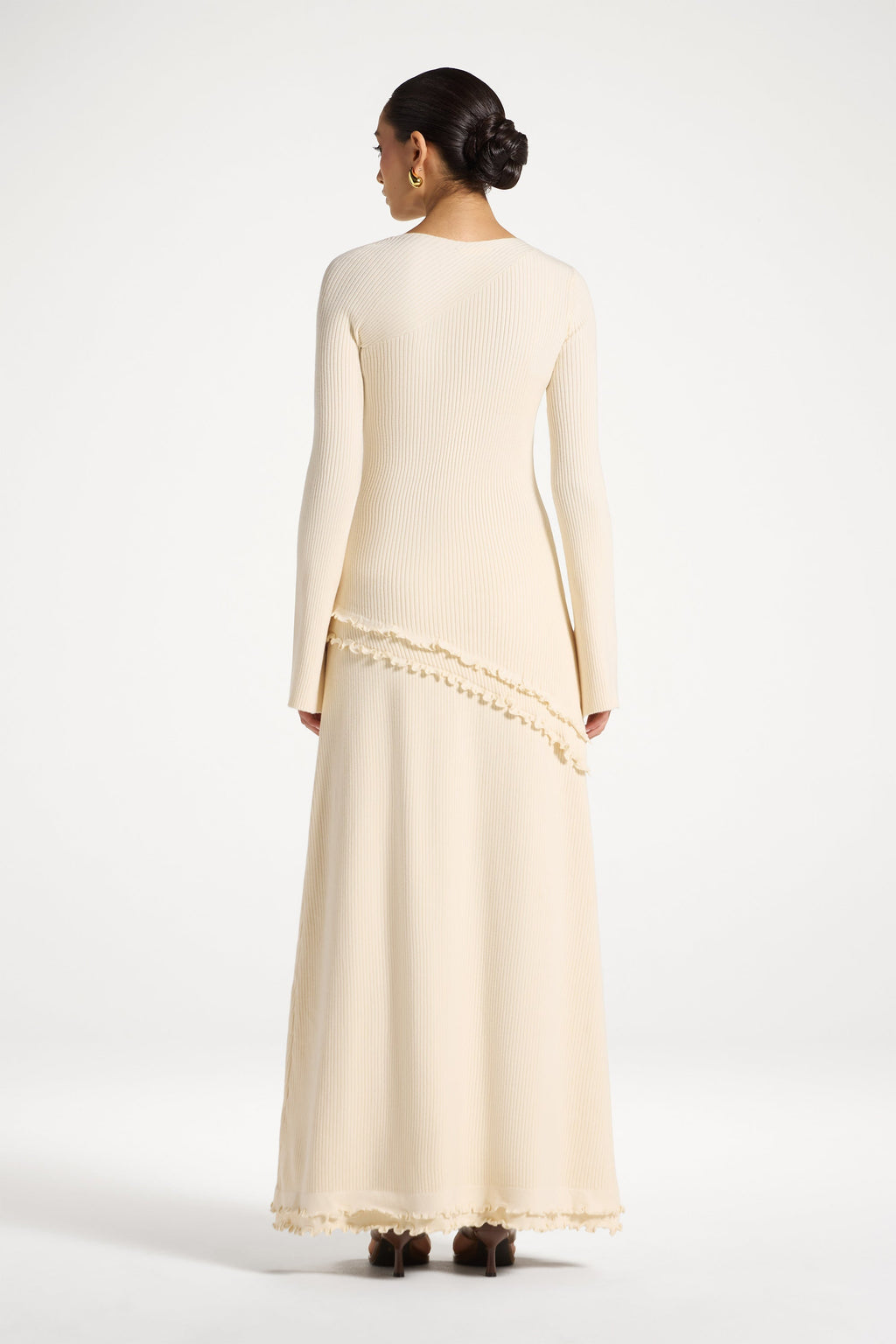 Haut en Maille à Ourlet Volanté Asymétrique - Ivoire Abayas Modeen