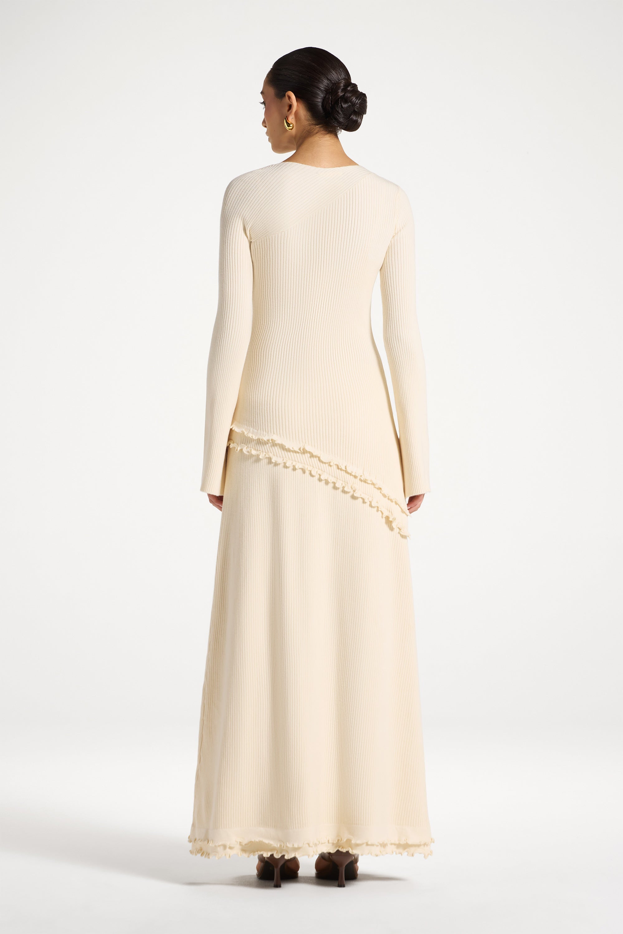 Haut en Maille à Ourlet Volanté Asymétrique - Ivoire Abayas Modeen
