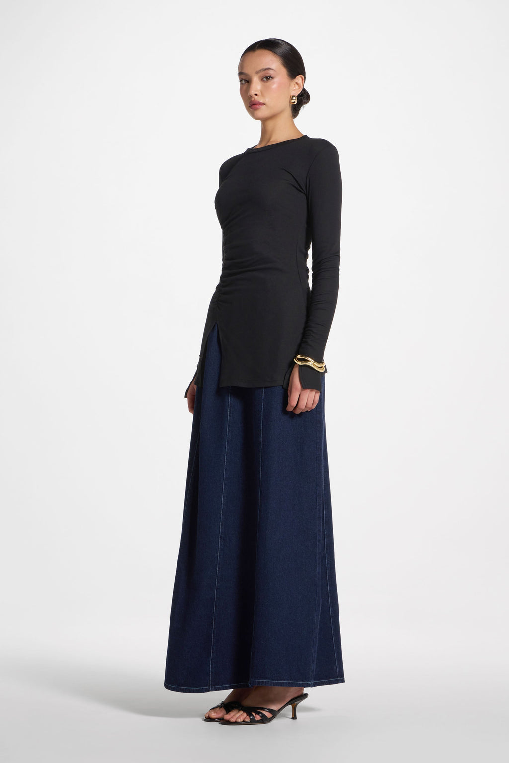 Haut à Fente Latérale Asymétrique - Noir Abayas Modeen