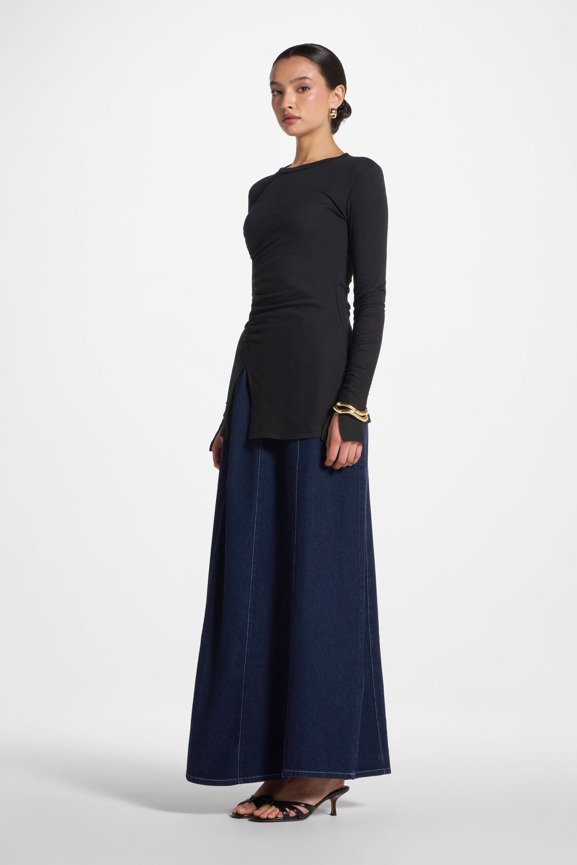 Haut à Fente Latérale Asymétrique - Noir Abayas Modeen