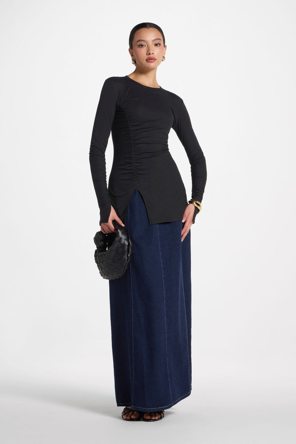 Haut à Fente Latérale Asymétrique - Noir Abayas Modeen