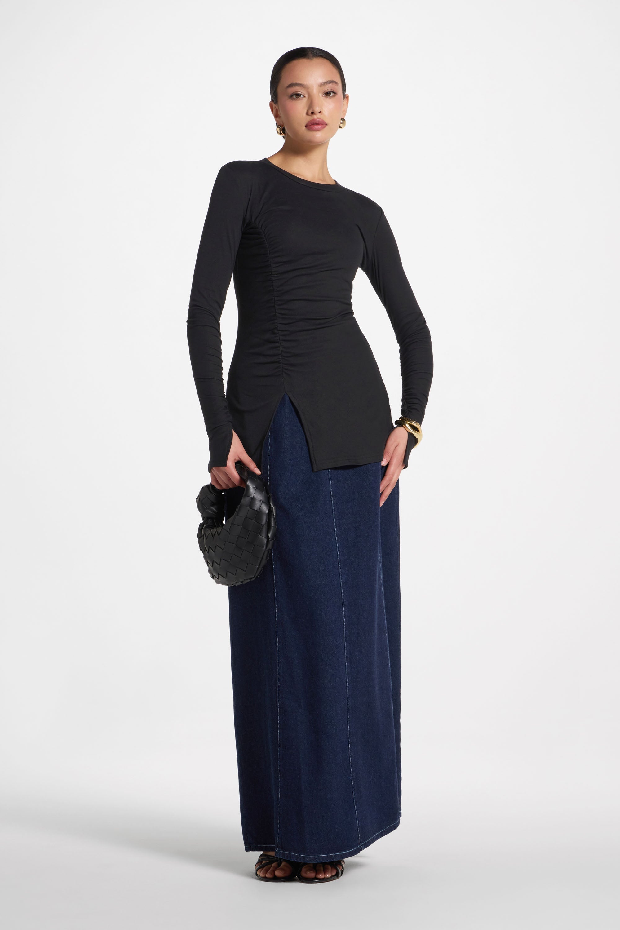 Haut à Fente Latérale Asymétrique - Noir Abayas Modeen