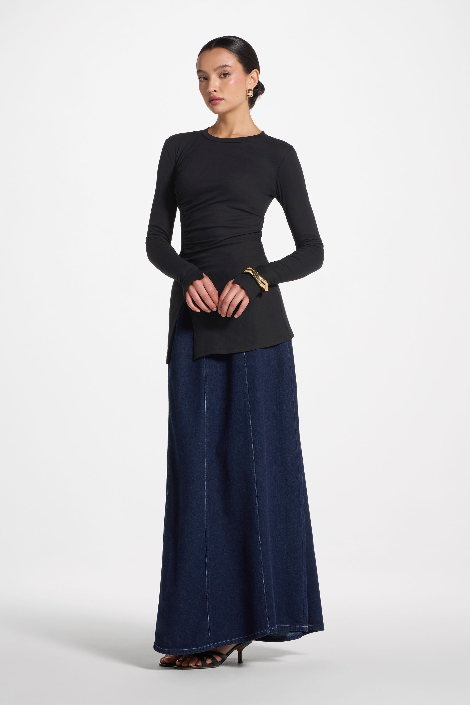 Haut à Fente Latérale Asymétrique - Noir Abayas Modeen