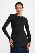 Haut à Fente Latérale Asymétrique - Noir Abayas Modeen