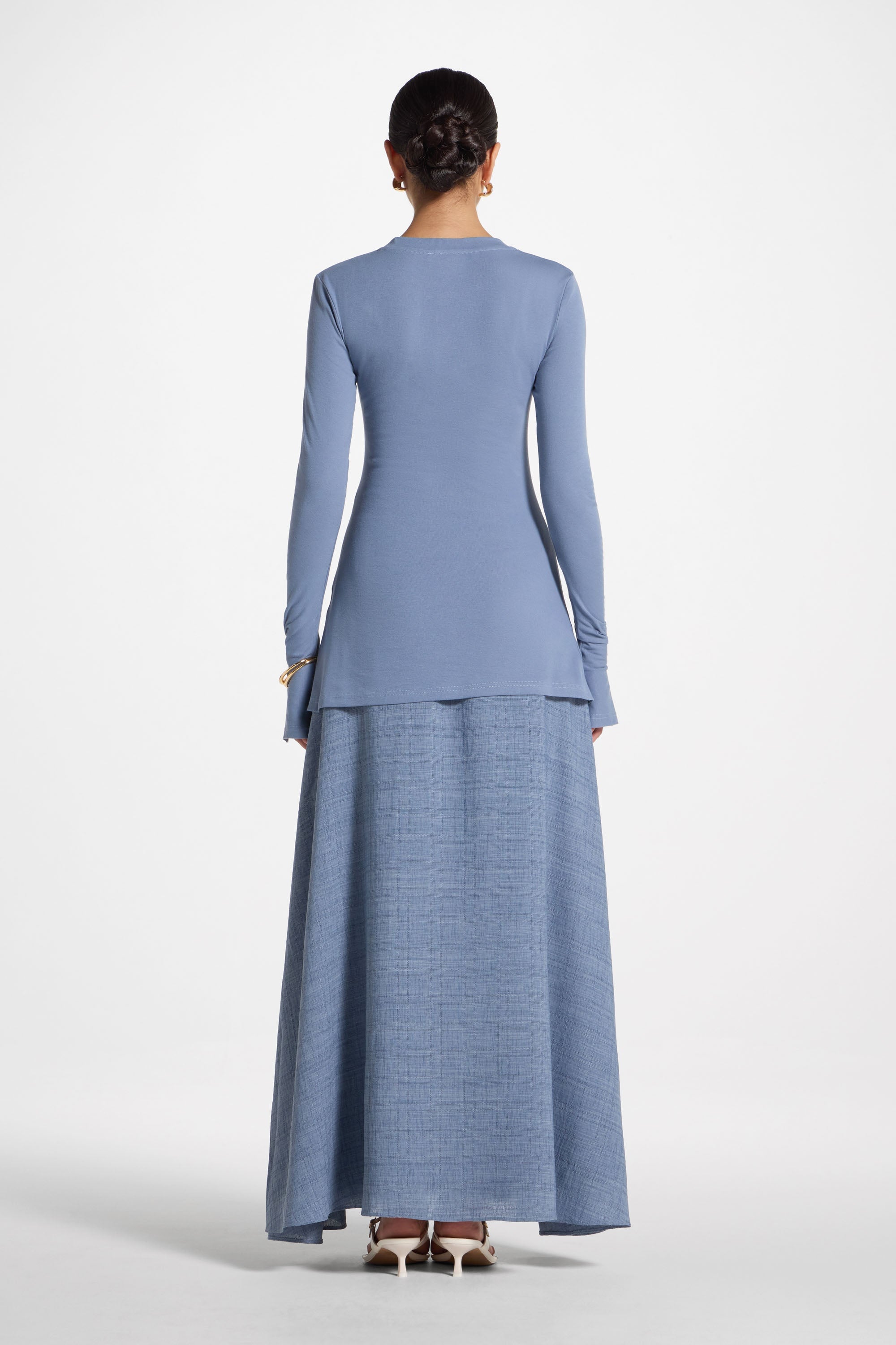 Haut à Fente Latérale Asymétrique - Denim Hauts Modeen
