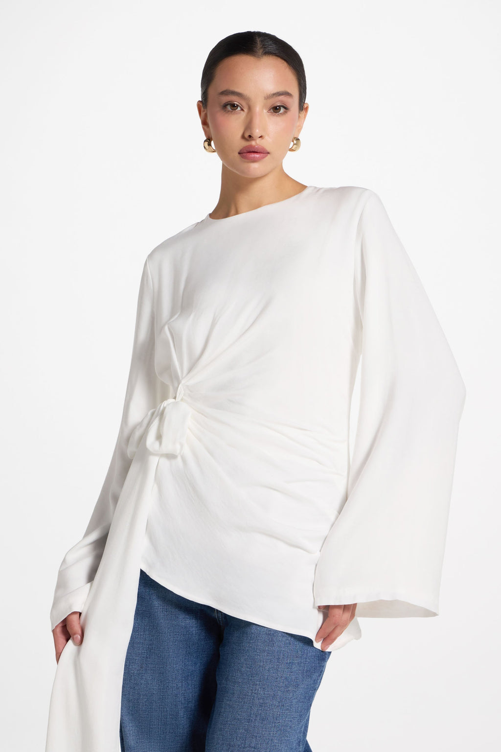 Haut à Nouer sur le Côté Asymétrique - Blanc Robes Modeen