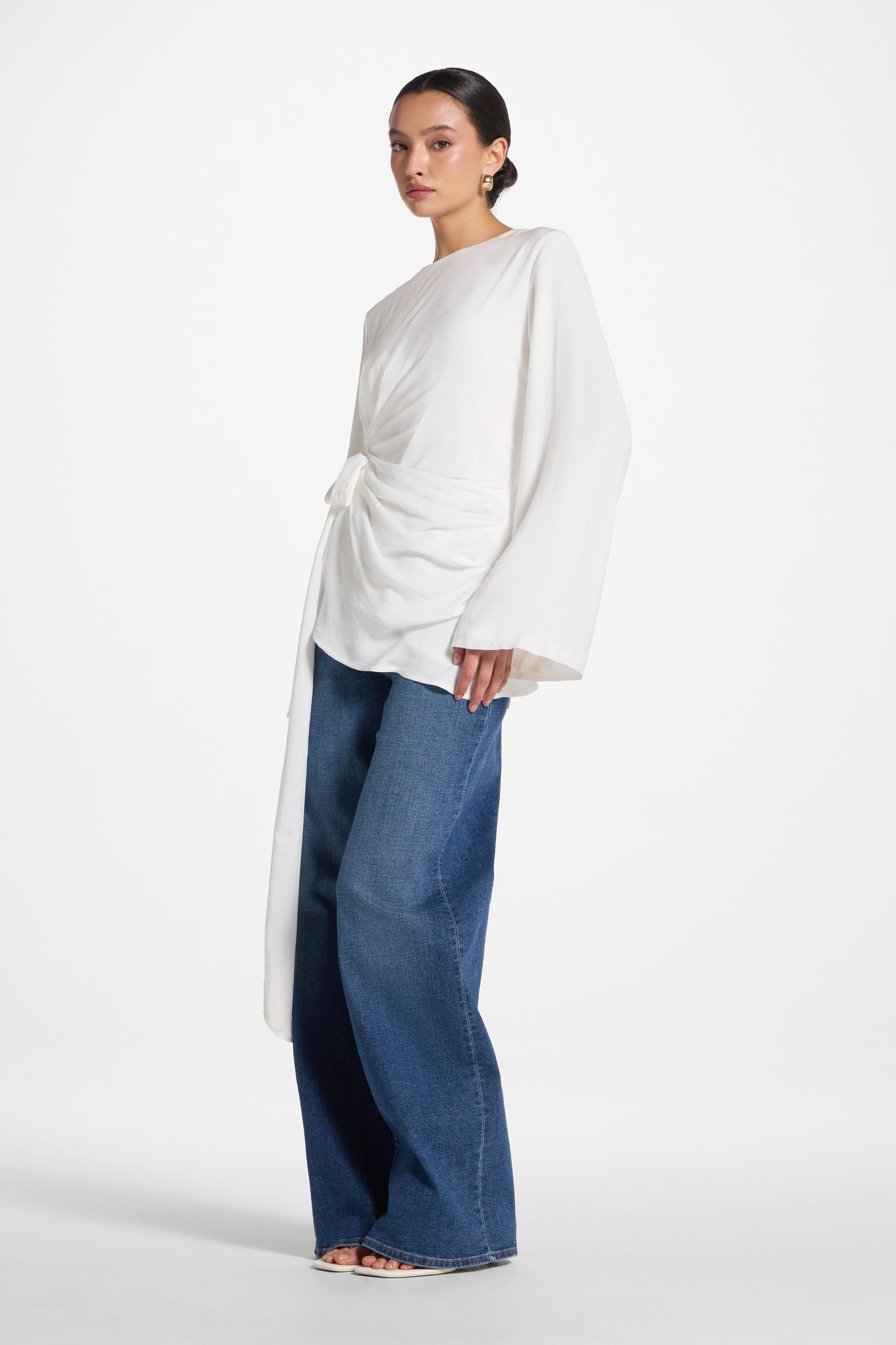 Haut à Nouer sur le Côté Asymétrique - Blanc Robes Modeen