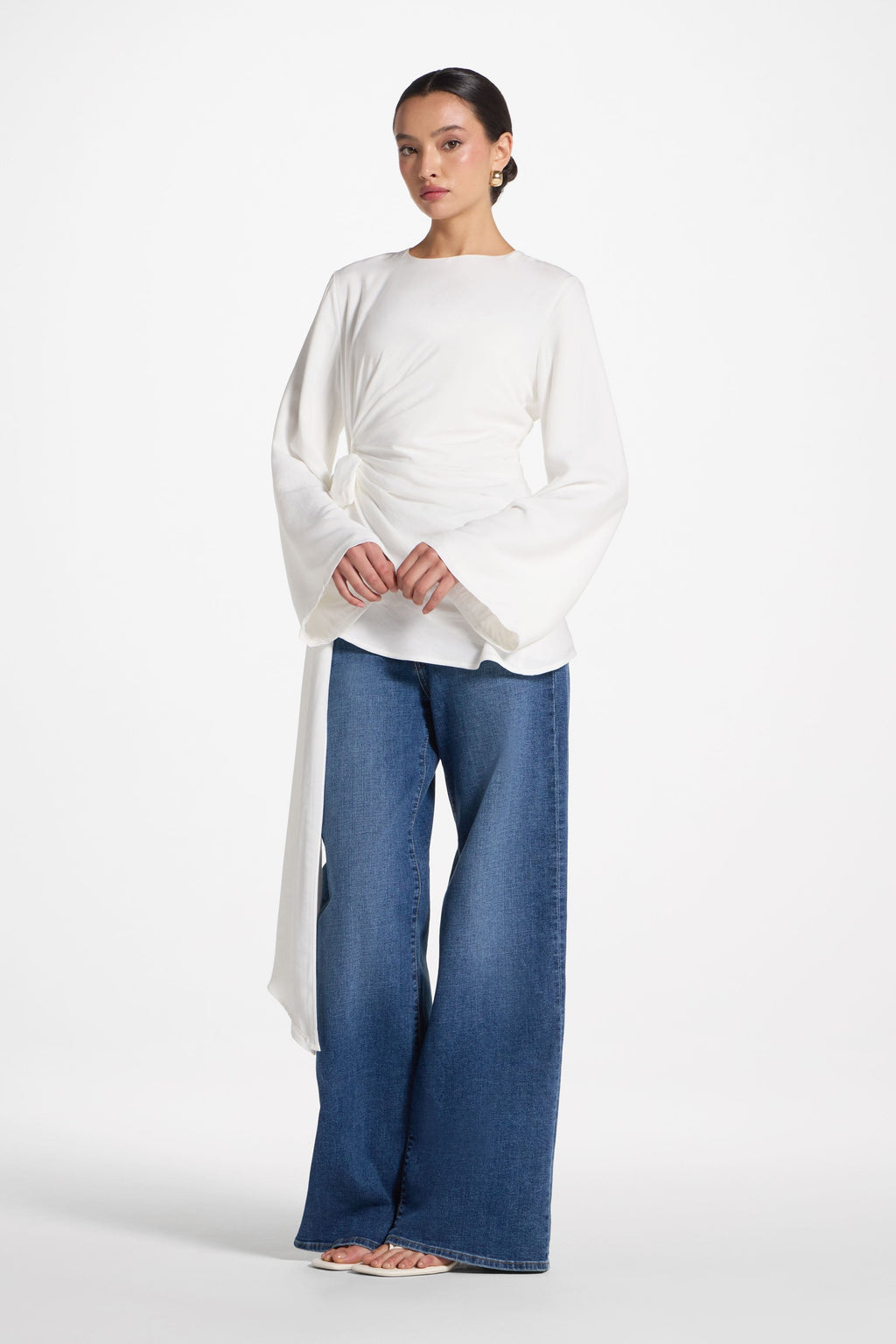 Haut à Nouer sur le Côté Asymétrique - Blanc Robes Modeen