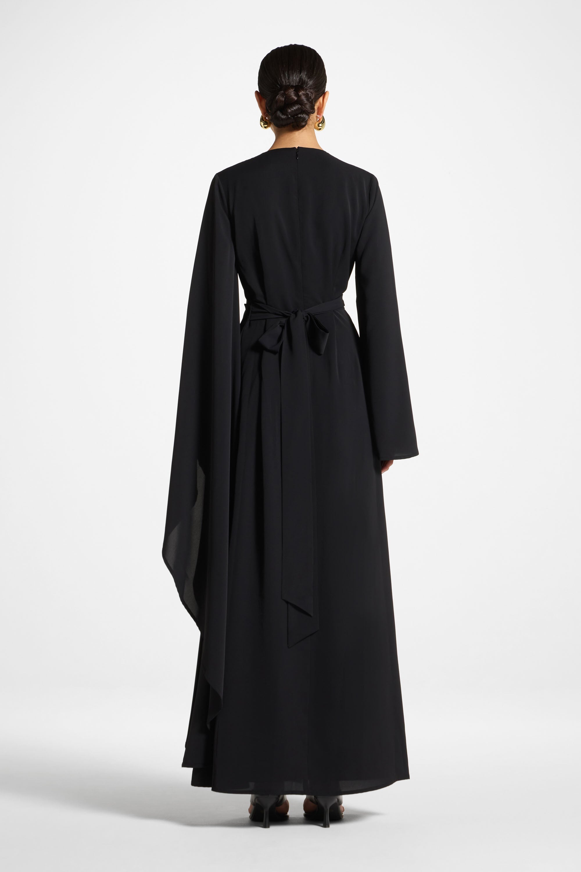 Robe Longue à Manches Asymétriques - Noir Abayas Modeen
