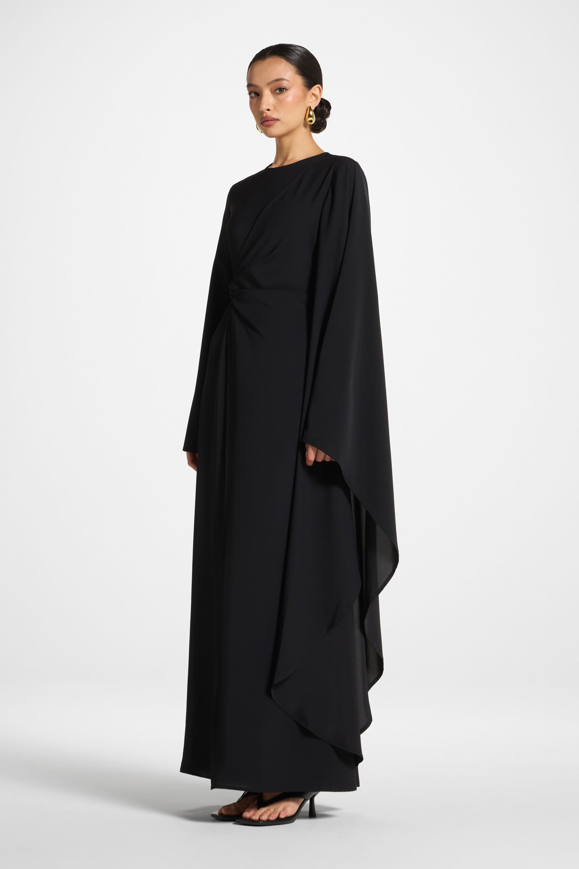 Robe Longue à Manches Asymétriques - Noir Abayas Modeen