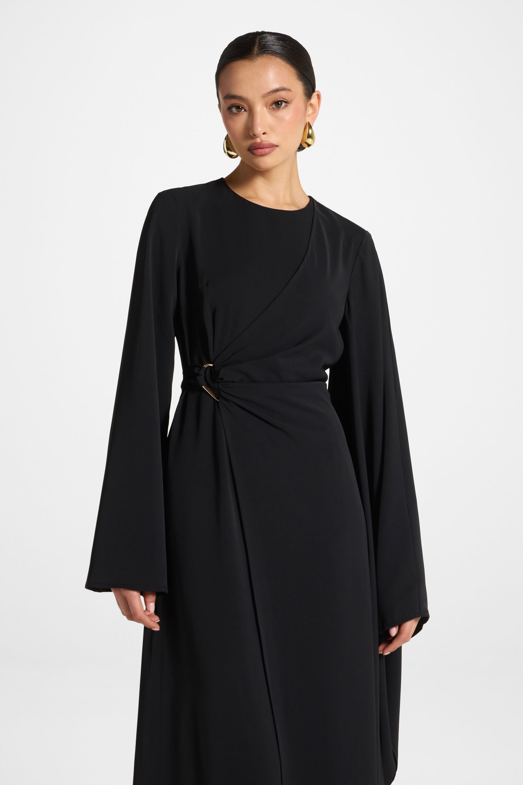 Robe Longue à Manches Asymétriques - Noir Abayas Modeen