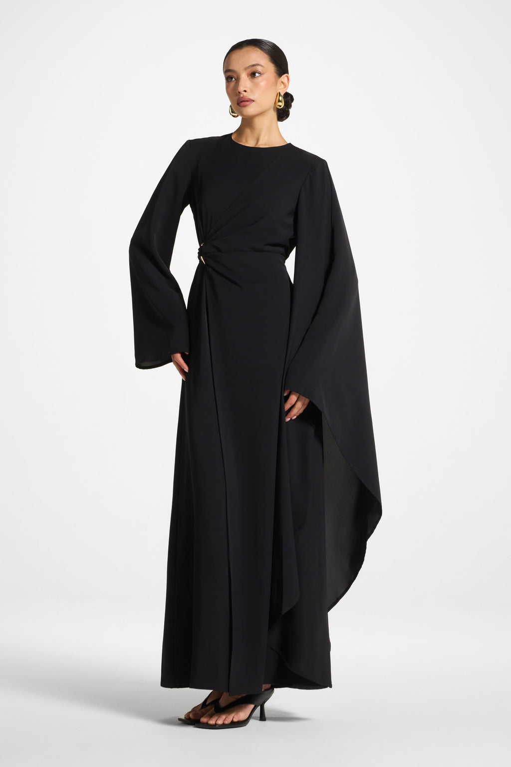 Robe Longue à Manches Asymétriques - Noir Abayas Modeen