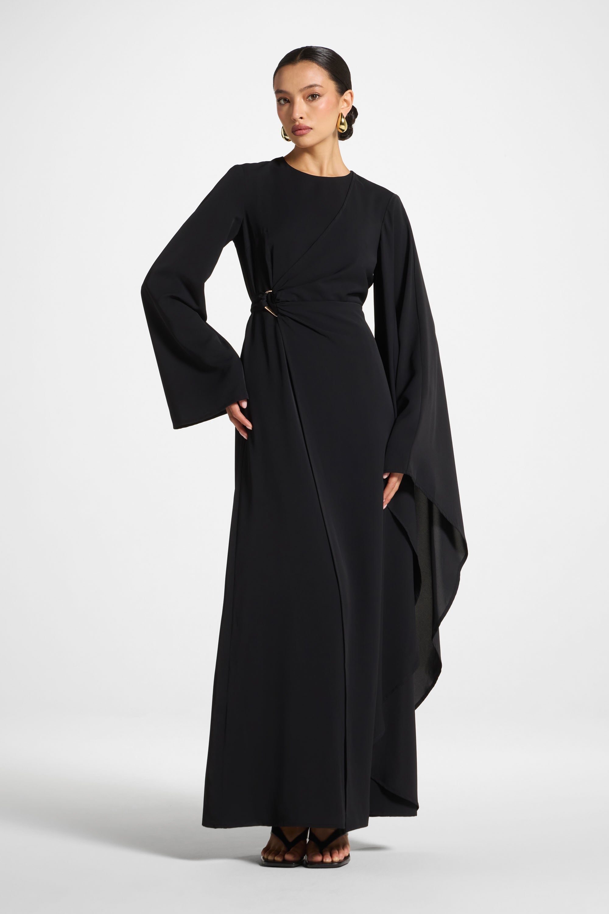 Robe Longue à Manches Asymétriques - Noir Abayas Modeen
