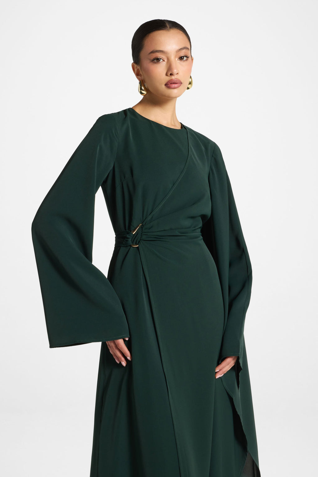 Robe Longue à Manches Asymétriques - Émeraude Abayas Modeen