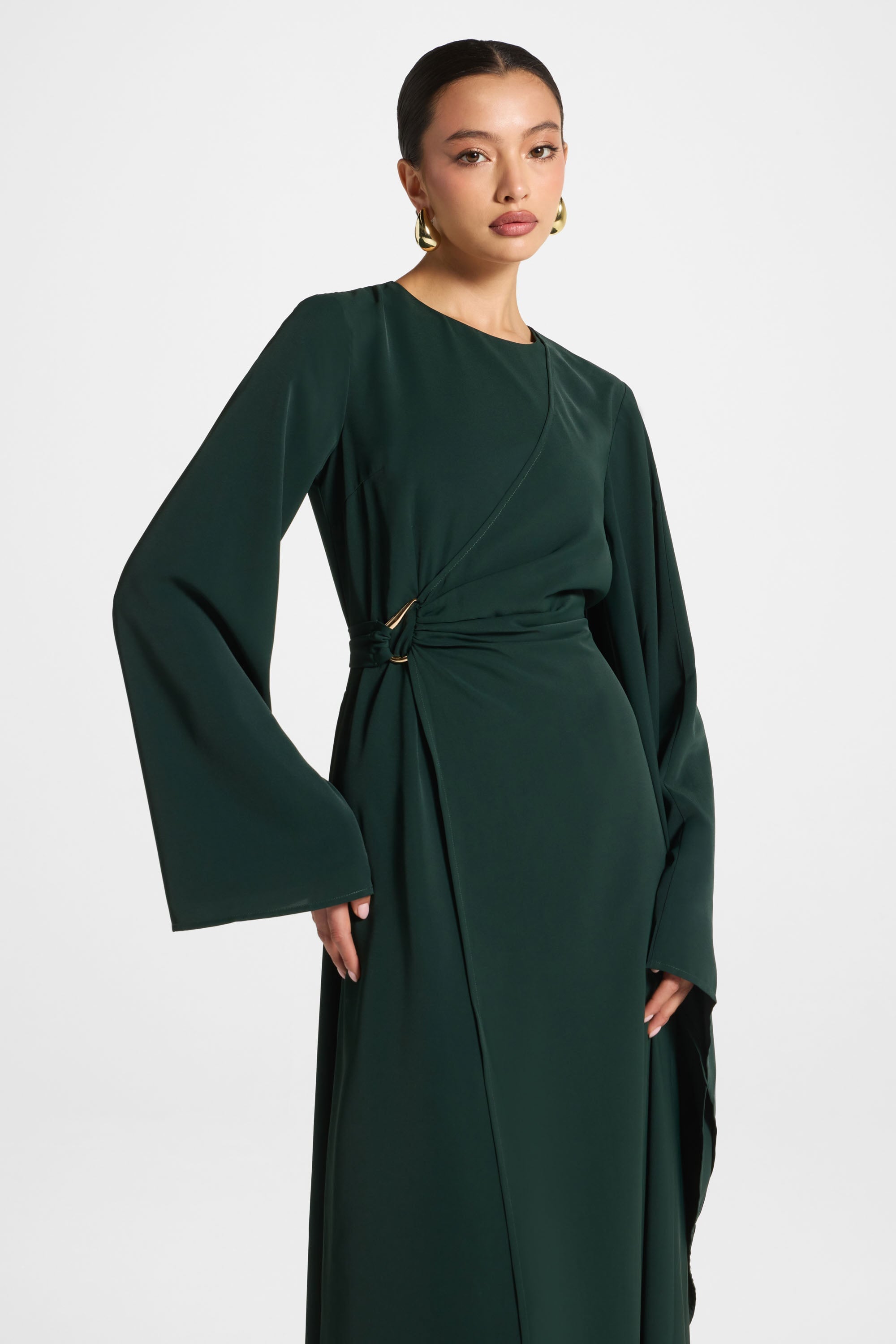 Robe Longue à Manches Asymétriques - Émeraude Abayas Modeen