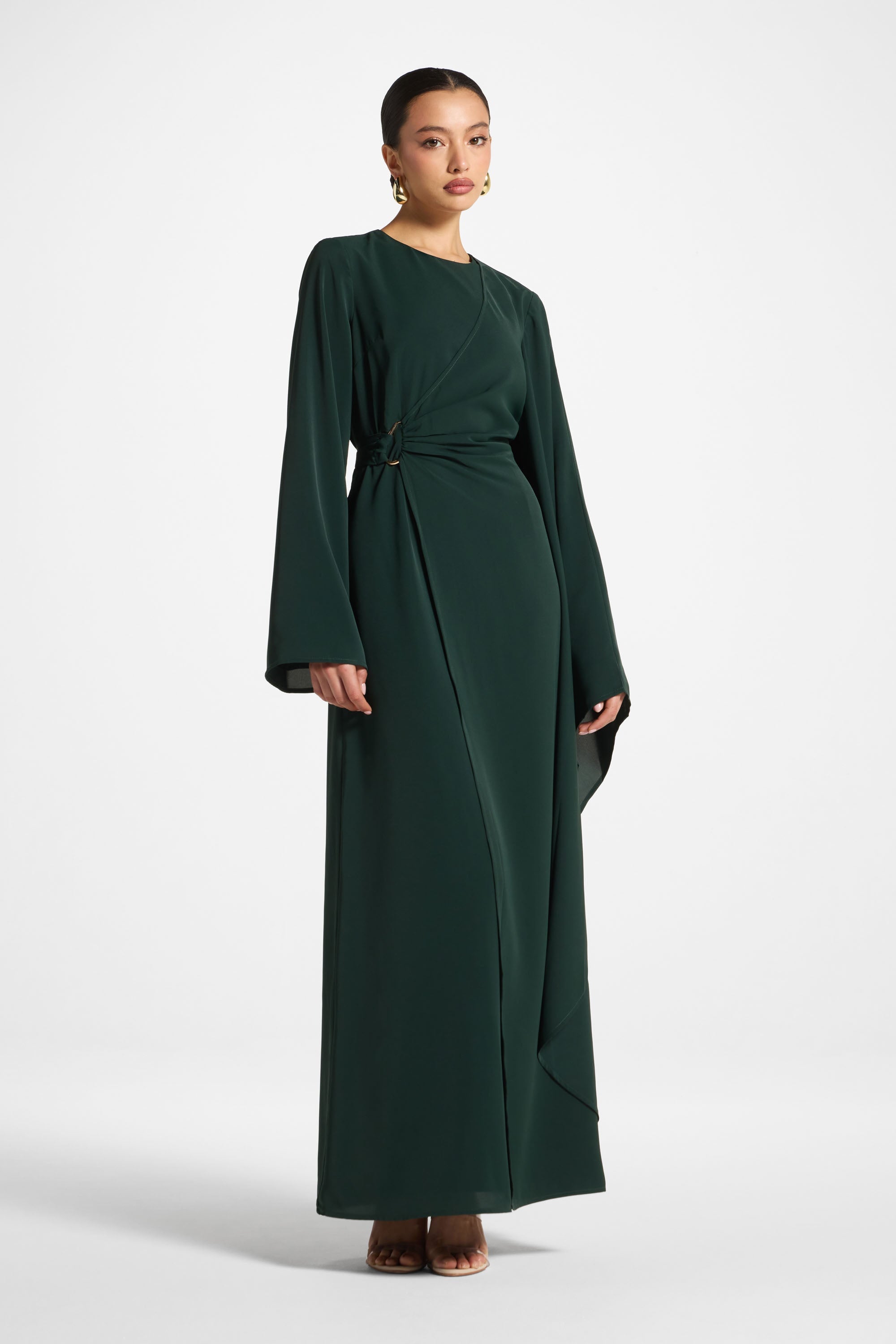 Robe Longue à Manches Asymétriques - Émeraude Abayas Modeen