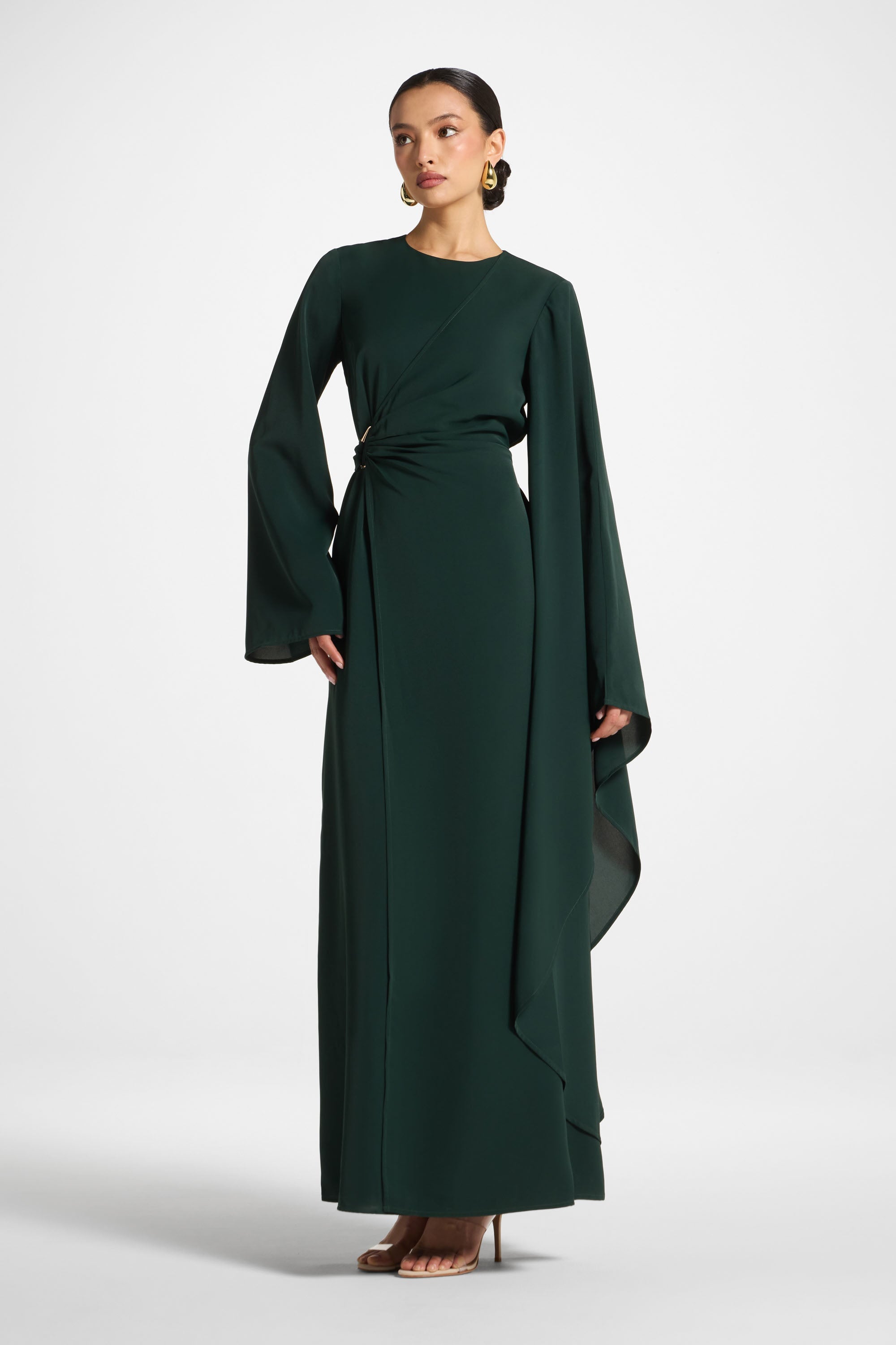 Robe Longue à Manches Asymétriques - Émeraude Abayas Modeen