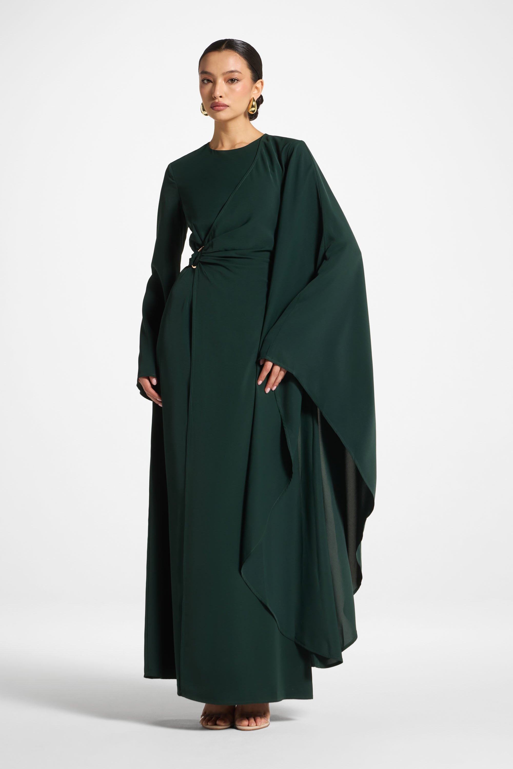 Robe Longue à Manches Asymétriques - Émeraude Abayas Modeen