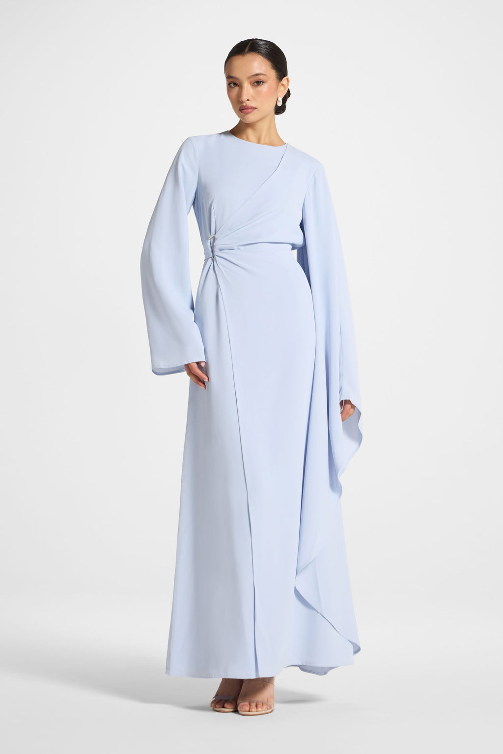 Robe Longue à Manches Asymétriques - Givre Abayas Modeen