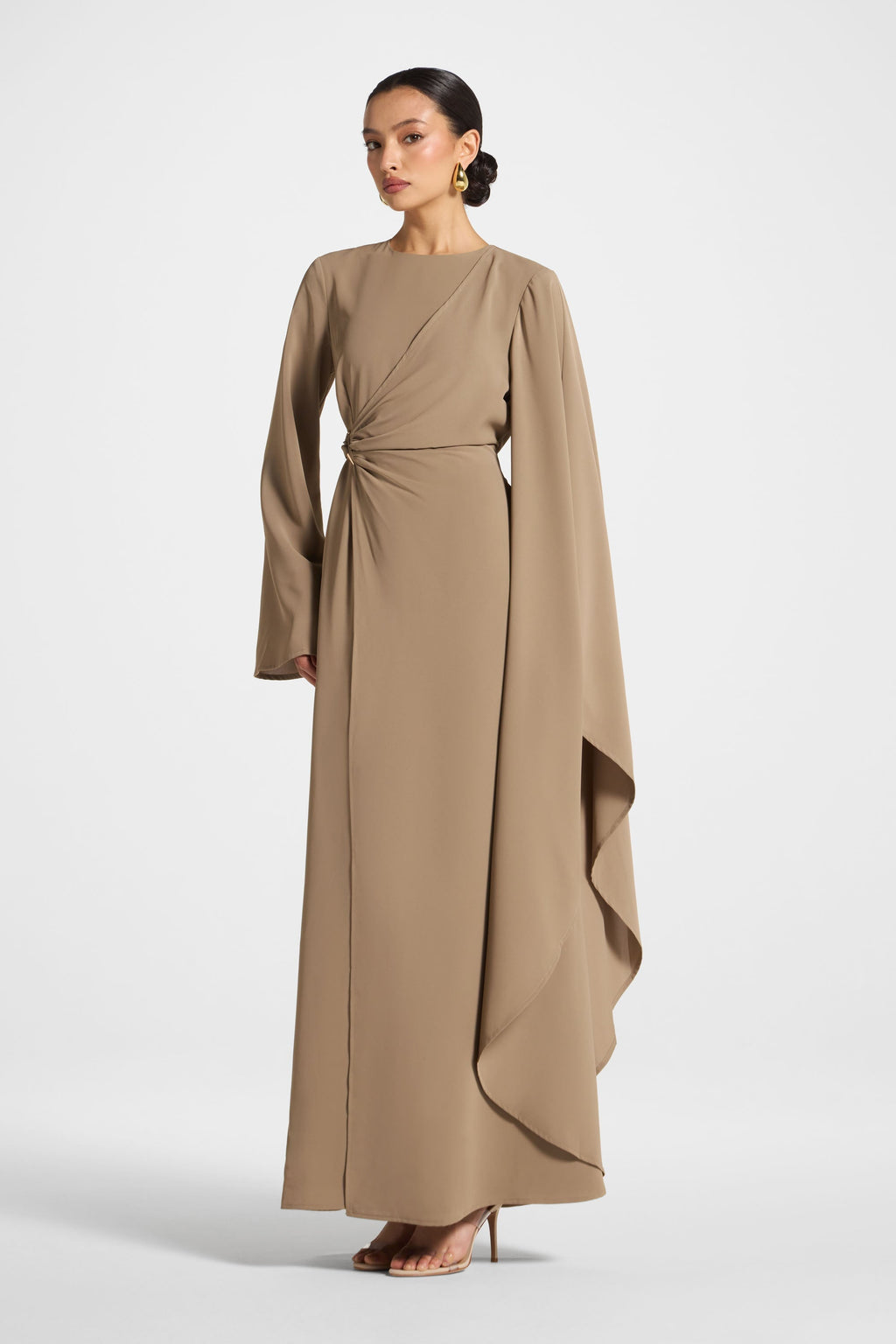 Robe Longue à Manches Asymétriques - Vétiver Abayas Modeen