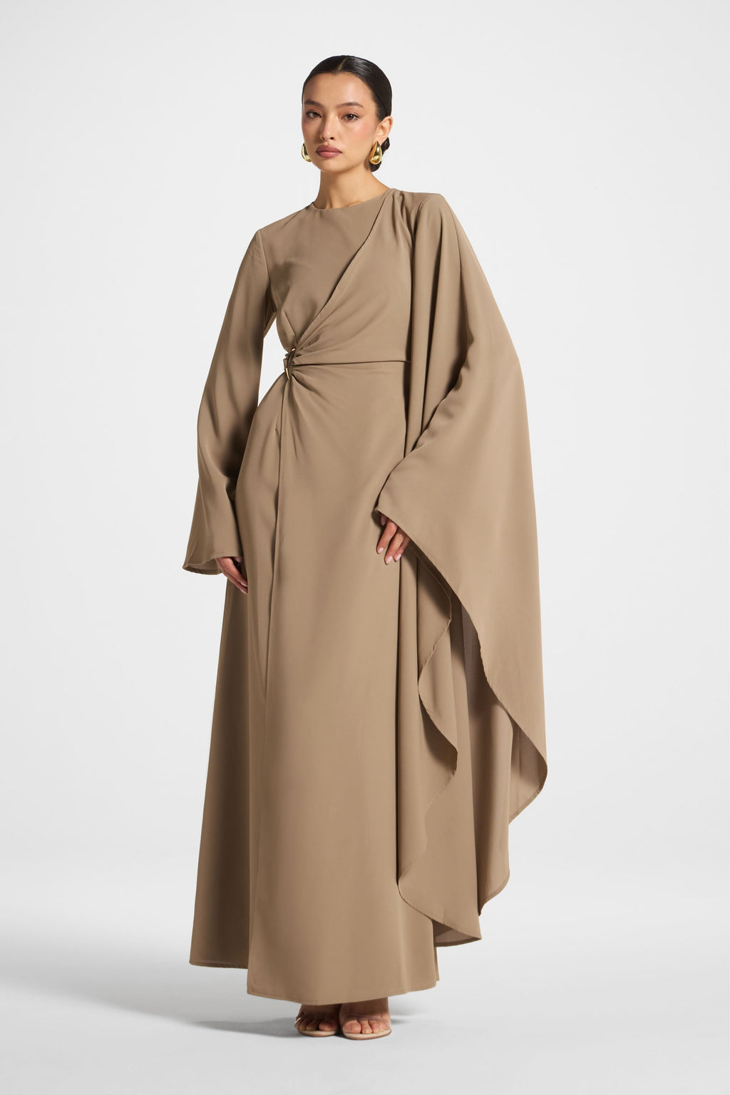 Robe Longue à Manches Asymétriques - Vétiver Abayas Modeen