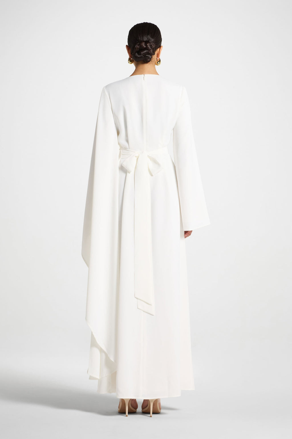 Robe Longue à Manches Asymétriques - Blanc Abayas Modeen